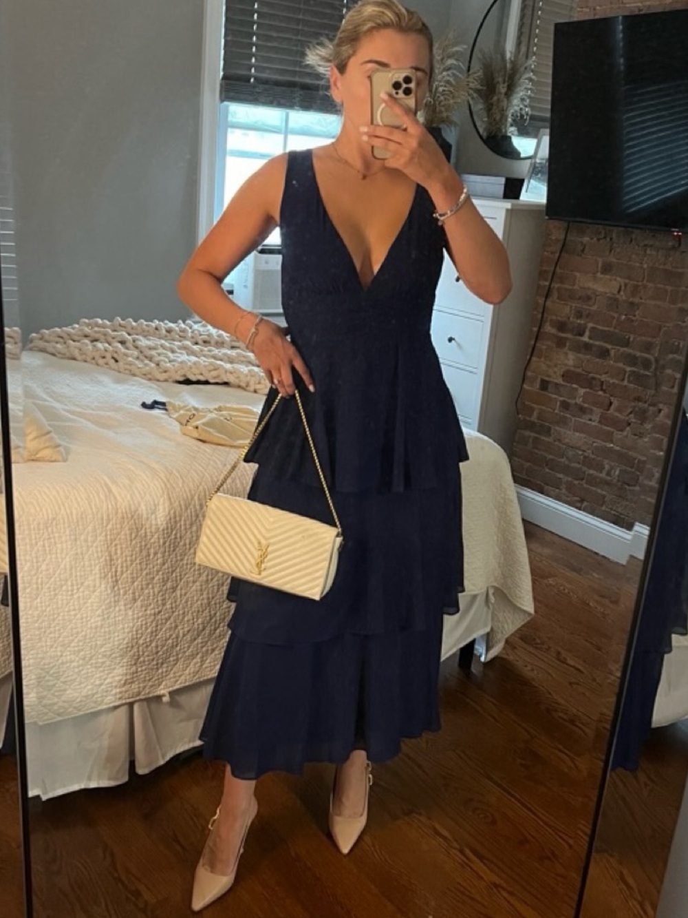 Lulu's Navy Tiered Midi Dress